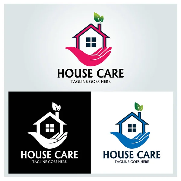 Modelo Design Logotipo House Care Ilustração Vetorial — Vetor de Stock