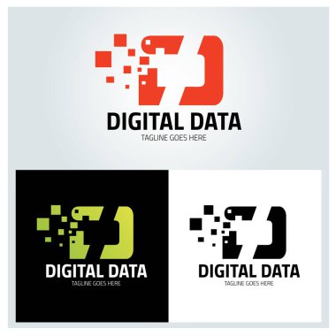 Dijital Veri logosu tasarım şablonu. Vektör illüstrasyonu