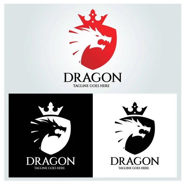 Modelo Design Logotipo Dragon Shield Ilustração Vetorial — Vetor de Stock