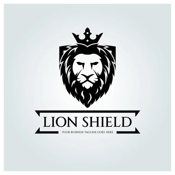 Lion Shield logo tasarım şablonu. Vektör illüstrasyonu