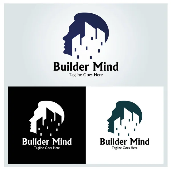Builder Mind logo tasarım şablonu. Vektör illüstrasyonu