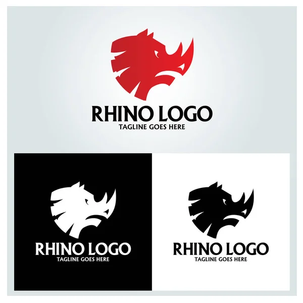 Rhino Logo Logo Design Template Vector Illustration — Vettoriale Stock