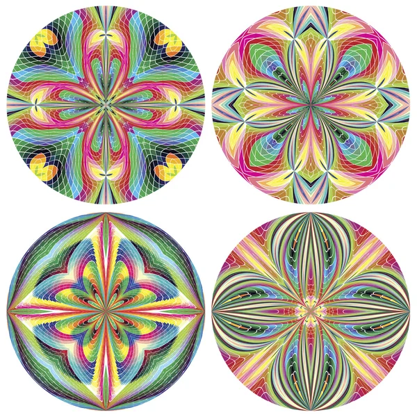 Set of art deco stain glass rosettes — Stock Vector