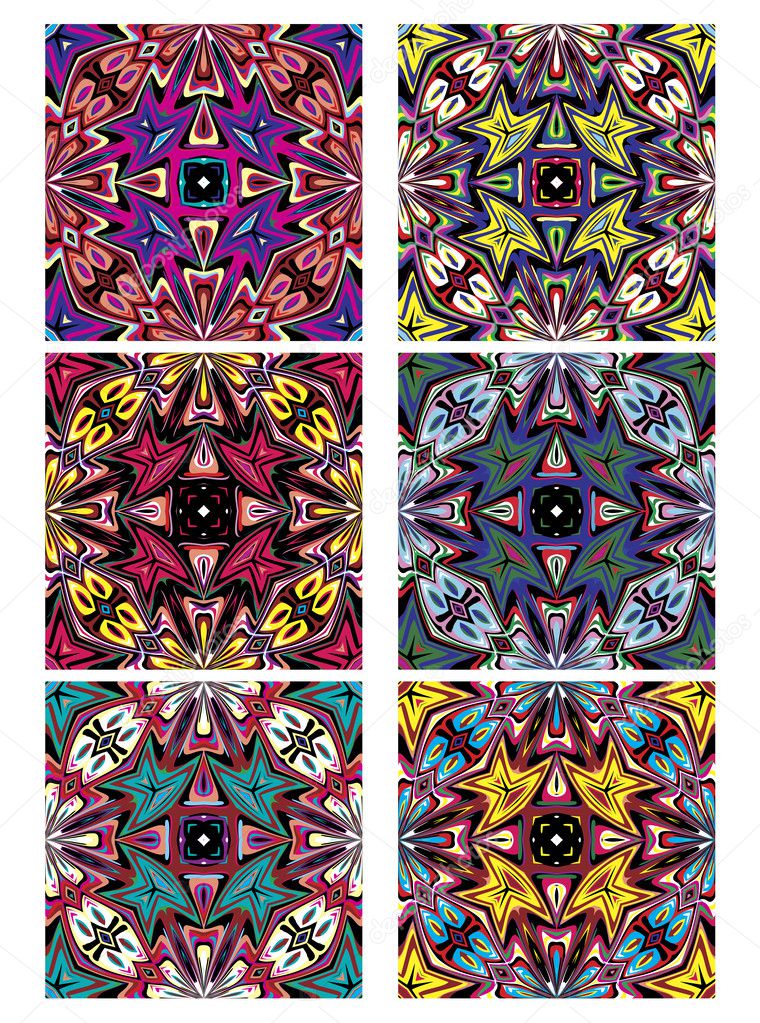 Set of seamless Native American vector patterns