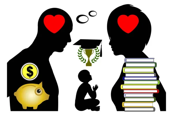 Eltern Planen Die Zukünftige Bildung Ihres Kindes Erwägung Eines Investitionsplans — Stockfoto