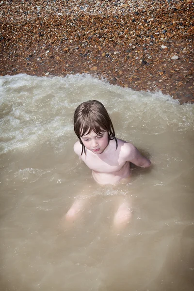 Child swimming playing sea — Stock Photo, Image