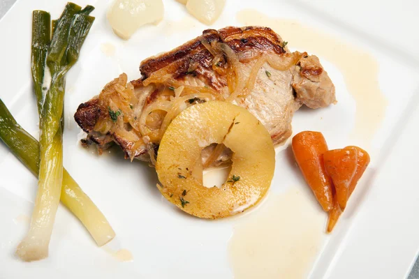 Pork chop dish vegetables — Stock Photo, Image