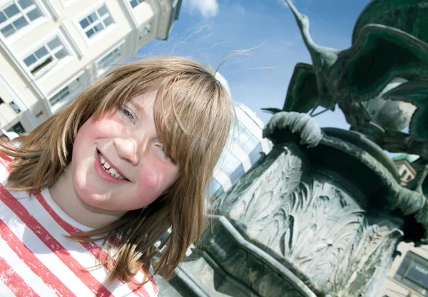 Fountain copenhagen Denmark stroget child — Stock Photo, Image