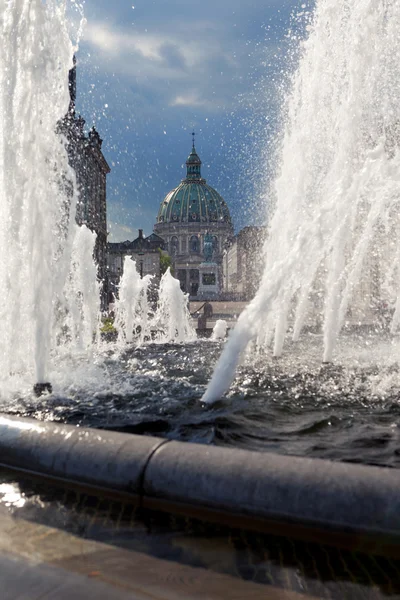 Marble church Copenhagen Denmark Amalienborg fountain Royalty Free Stock Photos