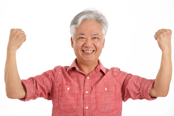 Studio Shot Of Jubilant Chinois Senior Homme — Photo