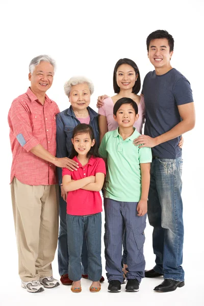Full Length Studio Shot Of Multi-Generation Chinese Family — Stock Photo, Image