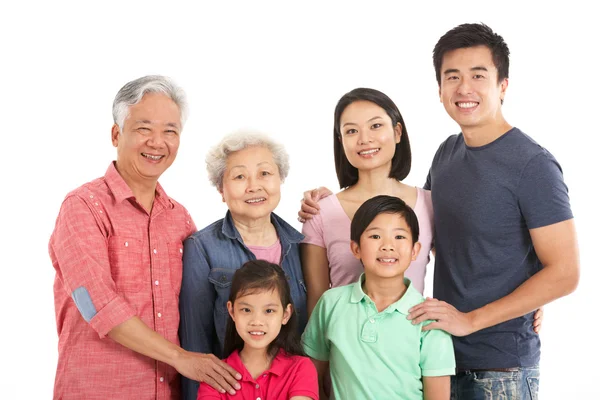 Studio Shot Of Multi-Generation Chinese Family — Stock Photo, Image