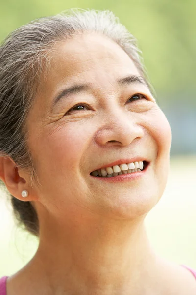 Голова и плечи Портрет привлекательной китайской пожилой женщины — стоковое фото