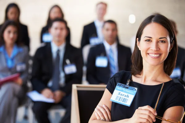 Businesswoman Delivering Presentation At Conference — Stock Photo, Image