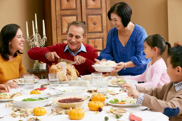 Multi Generation Family Celebrating With Christmas Meal — Stock Photo, Image