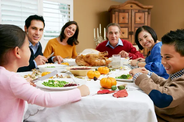 Multi Generation Family Celebrating With Christmas Meal — Stock Photo, Image