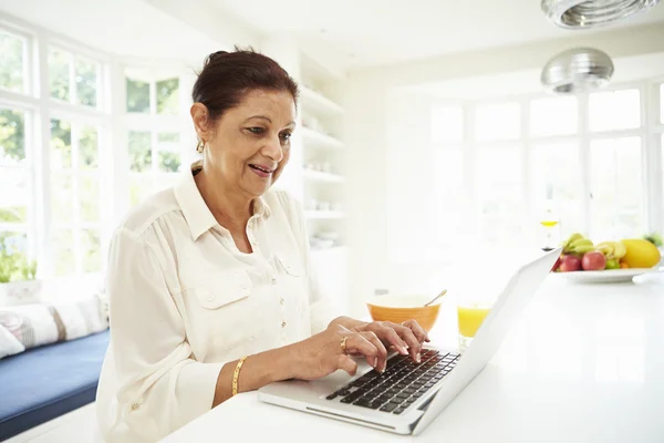 Indiase vrouw laptop — Stockfoto