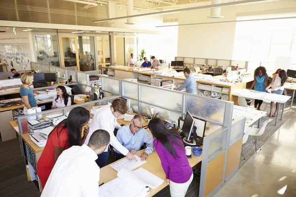 Interior Of Busy Modern Open Plan Office — Stock Photo, Image