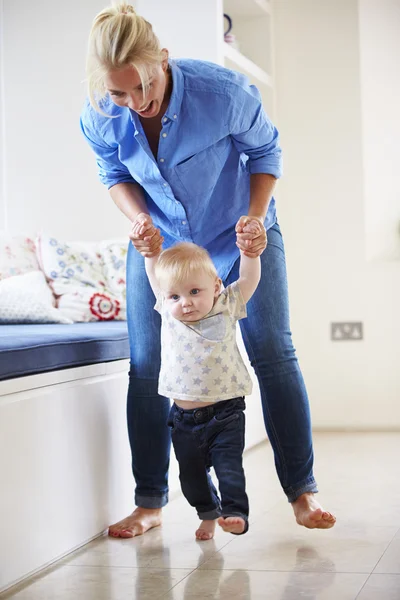 Mother Helping Young Son Walk — Stock Photo, Image