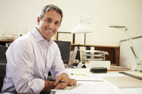 Male Architect Working At Desk In Office — Stock Photo, Image