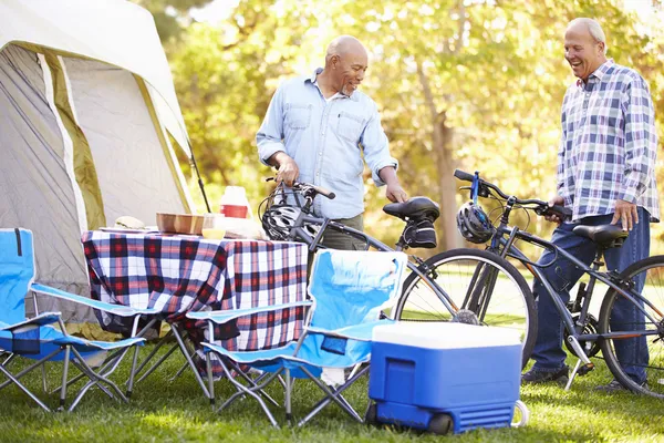 Two Senior Men Riding Bikes — Stock Photo, Image