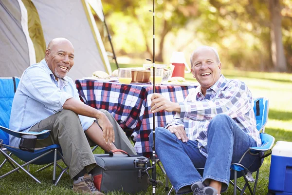 Två äldre män på campingsemester — Stockfoto