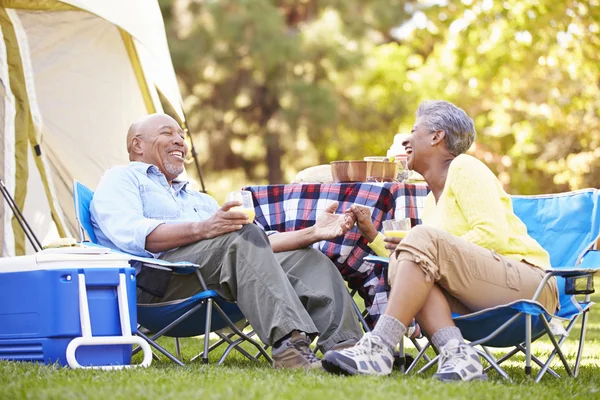 Senior Couple Enjoying Camping Holiday — Stock Photo, Image