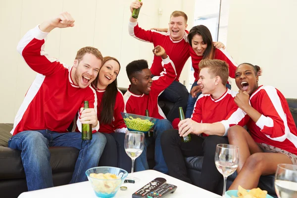 Sports Fans Watching Game On TV — Stock Photo, Image