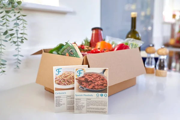 Ricette Cards Box Online Meal Kit Ricetta Alimentare Con Ingredienti — Foto Stock