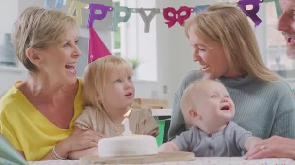 Multi Generation Family Meeting Home Celebrate Grandson First Birthday Party — Video