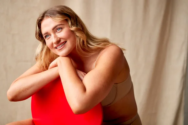 Studio Shot Natural Woman Underwear Προώθηση Της Θετικότητας Του Σώματος — Φωτογραφία Αρχείου