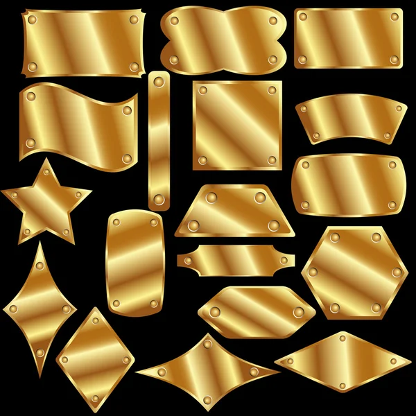 Ensemble de plaques métalliques dorées — Image vectorielle