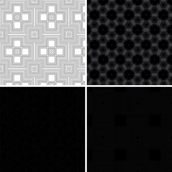 Un conjunto de patrón oscuro sin costuras — Archivo Imágenes Vectoriales
