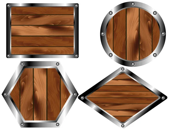 Un ensemble de plaques en bois — Image vectorielle