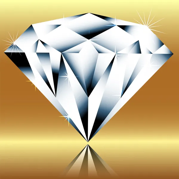 金背景の上のダイヤモンド — ストックベクタ