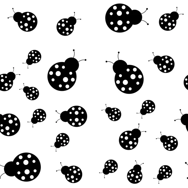 Seamless monochrome pattern with ladybug — Stock Vector