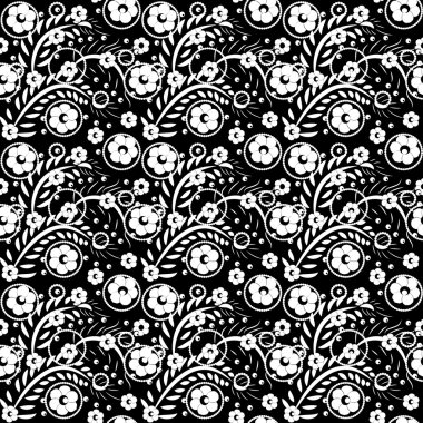 Seamless monochrome floral pattern 6 clipart
