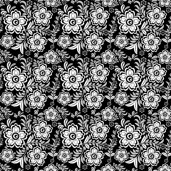 Patrón floral monocromo sin costuras 4 — Archivo Imágenes Vectoriales