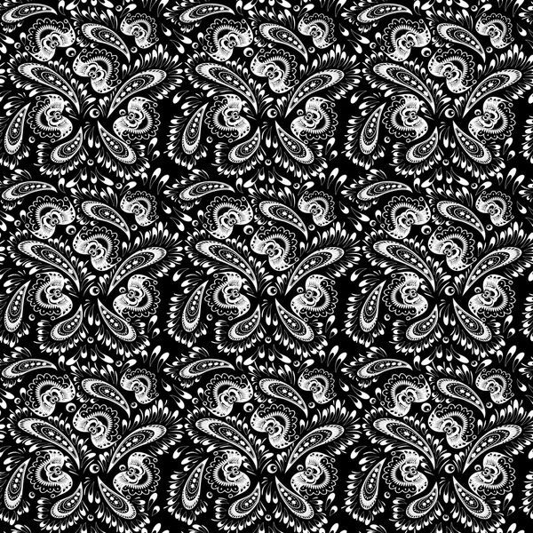 Patrón floral monocromo sin costuras 9 — Archivo Imágenes Vectoriales