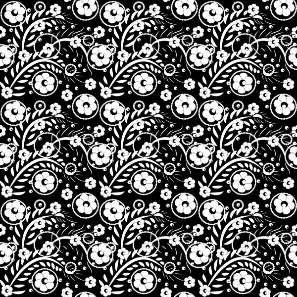 Motif floral monochrome sans couture 6 — Image vectorielle