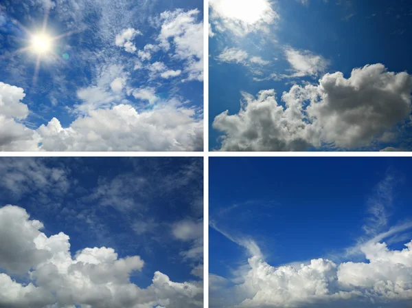 Set of backgrounds with blue sky and clouds — Stock Photo, Image