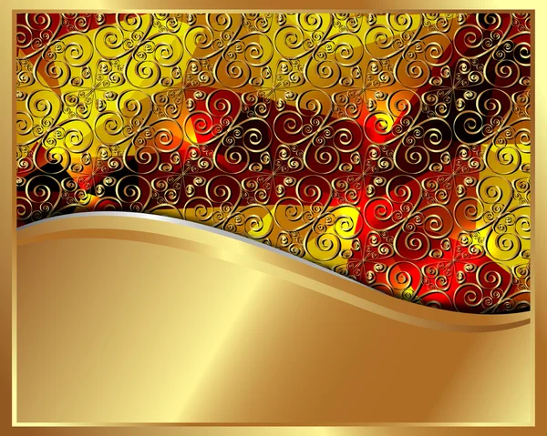 Guld ram med mönster 3 — Stock vektor