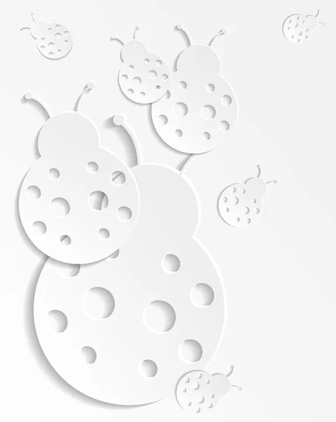 Fond abstrait avec des coccinelles en papier — Image vectorielle