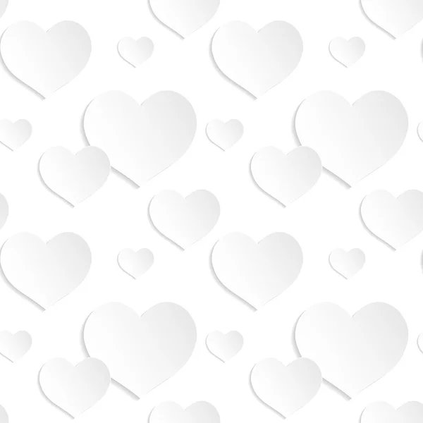 Fondo sin costuras de corazones de papel blanco — Vector de stock