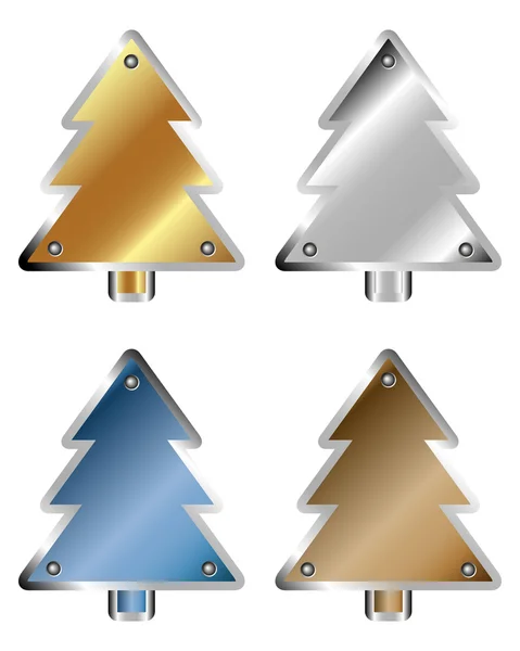 Conjunto de árboles de Navidad de metal — Vector de stock