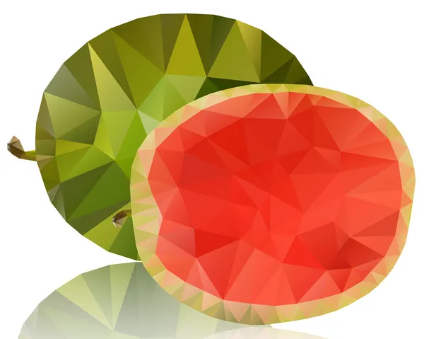 Wassermelone aus Polygonen auf weißem Hintergrund — Stockvektor