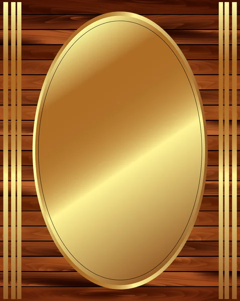 Marco metálico de oro sobre fondo de madera 13 — Vector de stock