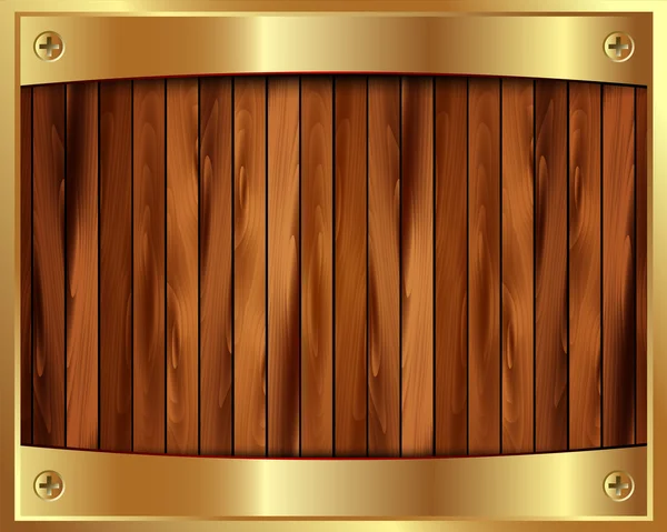 Moldura metálica em ouro sobre um fundo de madeira 9 — Vetor de Stock