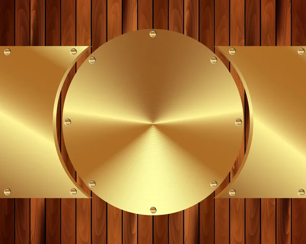 Marco metálico de oro sobre fondo de madera 4 — Vector de stock