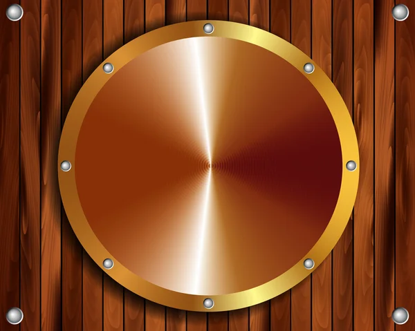 Cadre métallique doré sur fond bois 13 — Image vectorielle